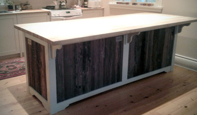 island unit made with barn boards and solid wood top
