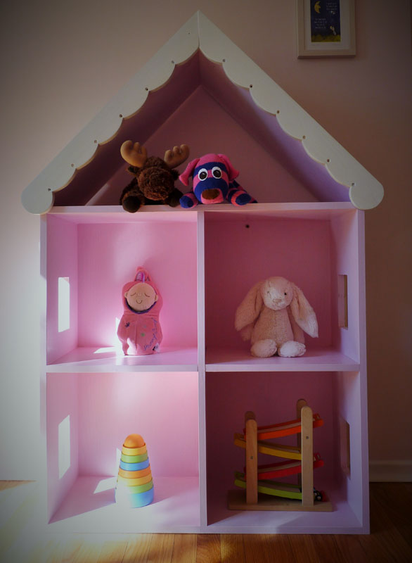 Custom Girls Dollhouse Shelf with Gingerbread and Windows
