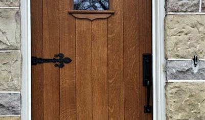 Mock-Tudor Style White Oak Insulated Entrace Door