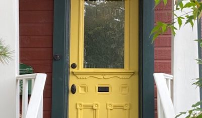 Complete door restoration with new insulated glass and weather stripping